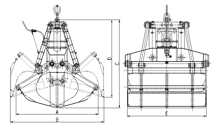 6-12m3 Electro Hydraulic Clamshell Grab Bucket on Vessel with CCS Certificate