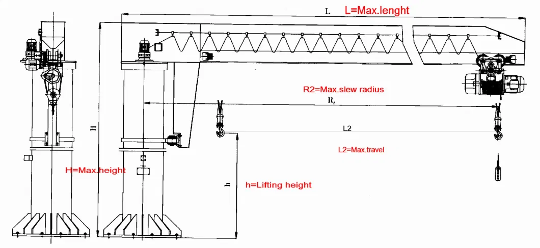 High Quality Remote Control Column or Pillar Lever Swing Slewing Cantilever Jib Crane